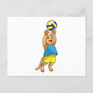 Kat als Volleybalspeler met Volleybal Briefkaart