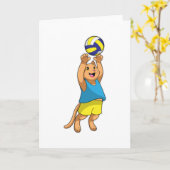 Kat als volleybalspeler met volleybal kaart (Gele Bloem)