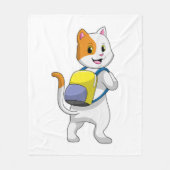 Kat als wandelaar met rugzak fleece deken (Voorkant)