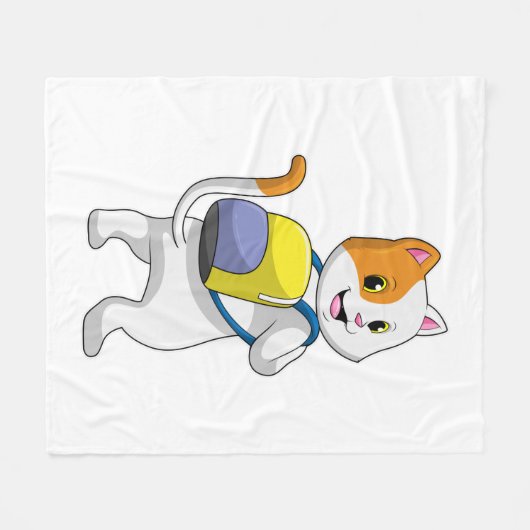 Kat als wandelaar met rugzak fleece deken (Voorkant (Horizontaal))