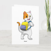 Kat als wandelaar met rugzak kaart (Achterkant)