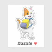 Kat als wandelaar met rugzak sticker (Vel)