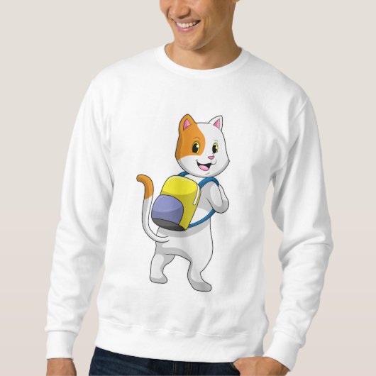 Kat als wandelaar met rugzak trui (Voorkant)