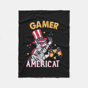 Kat Americat 4 juli American Gamer Fleece Deken