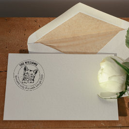 Kat Amerikaans Kort Haar Familie Retouradres Rubberstempel