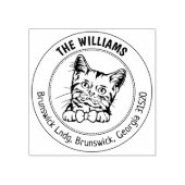 Kat Amerikaans Kort Haar Familie Retouradres Rubberstempel (Afrduk)