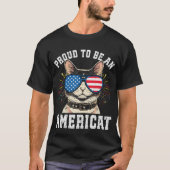 Kat Amerikaanse vlag zonnebril om Amerikaans te zi T-shirt (Voorkant)