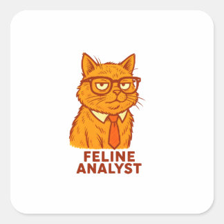 Kat Analist Retro Kat Mok - Geschenk voor Kattenli Vierkante Sticker