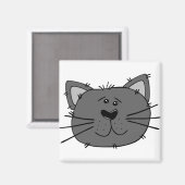 Kat Angry Face Feline Carnivore Gray Cat Magneet (Voorkant / Achterkant)