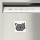 Kat Angry Face Feline Carnivore Gray Cat Magneet (Insitu (Vaatwasser))