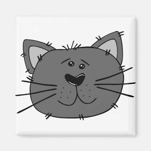 Kat Angry Face Feline Carnivore Gray Cat Magneet (Voorkant)