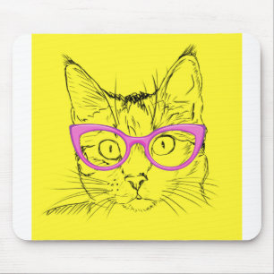 Kat Animal Pet Flowers Kunst Abstracte klauw Muismat