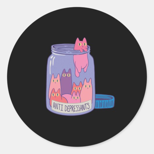 Kat-antidepressiva Ronde Sticker (Voorkant)