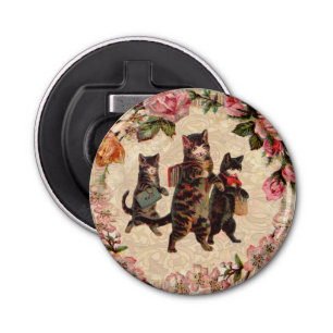 Kat   Antiek Kittens Button Flesopener
