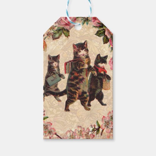 Kat   Antiek Kittens Cadeaulabel (Voorkant)