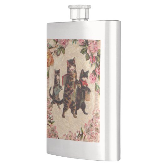 Kat   Antiek Kittens Heupfles (Links)