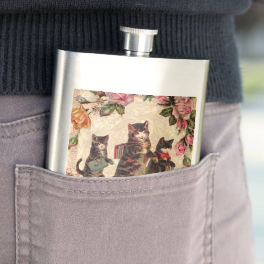 Kat   Antiek Kittens Heupfles (Voorbeeld)