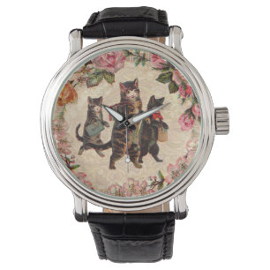 Kat Antiek Kittens Horloge