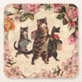 Kat   Antiek Kittens Kartonnen Onderzetters (Voorkant)