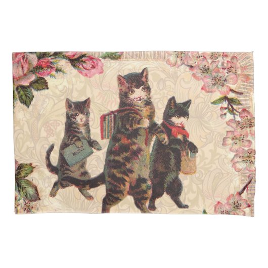 Kat   Antiek Kittens Kussensloop (Voorkant)