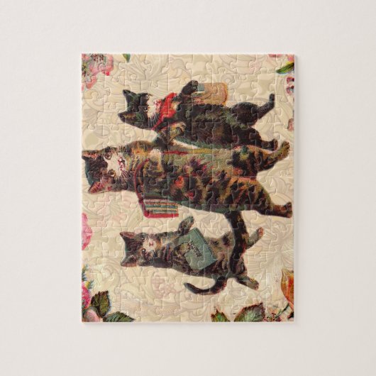 Kat   Antiek Kittens Legpuzzel (Verticaal)