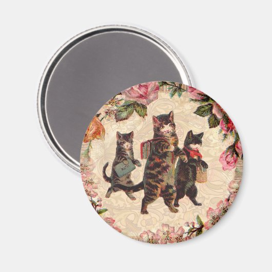 Kat   Antiek Kittens Magneet (Voorkant / Achterkant)