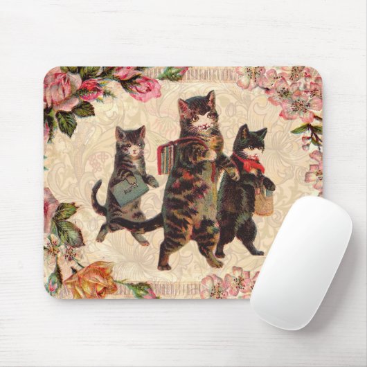 Kat   Antiek Kittens Muismat (Met muis)