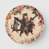 Kat   Antiek Kittens Ronde Klok (Voorkant)