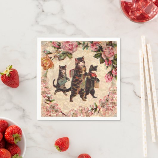 Kat   Antiek Kittens Servetten (Insitu)