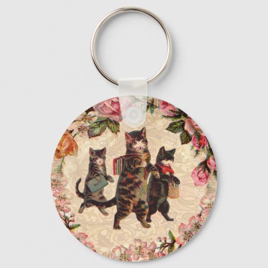 Kat   Antiek Kittens Sleutelhanger (Voorkant)
