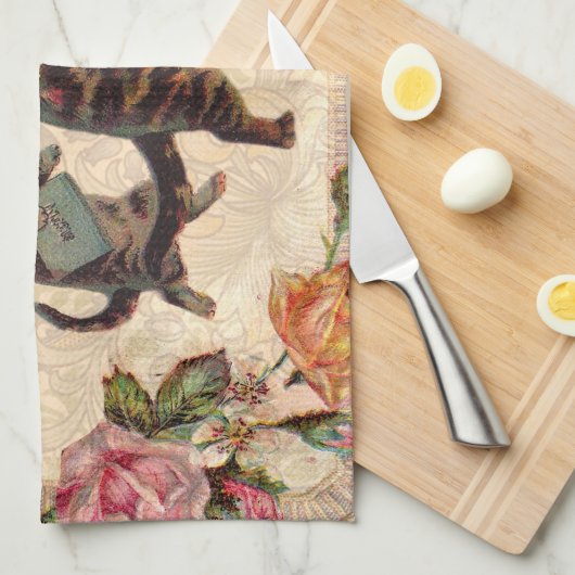 Kat Antiek Kittens Theedoek (Quarter Fold)