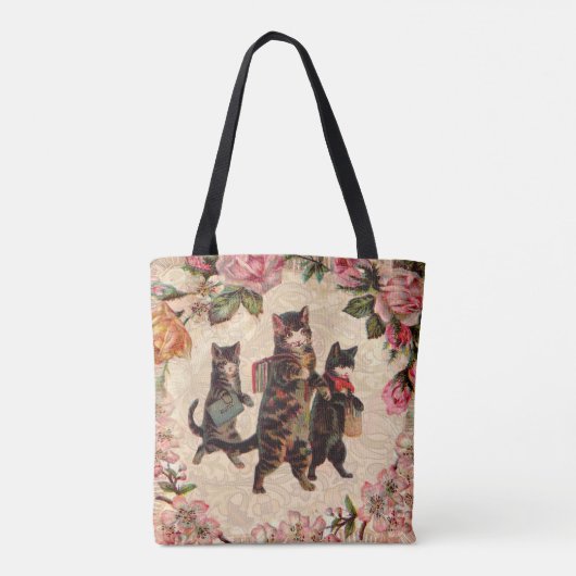 Kat   Antiek Kittens Tote Bag (Achterkant)