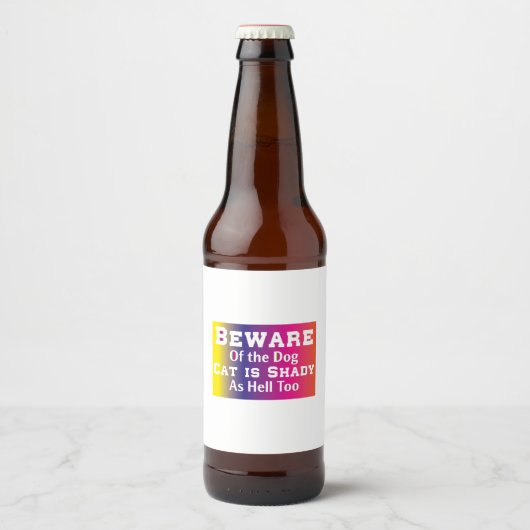 Kat Art Beware van de hond Bier Etiket (Voorkant)