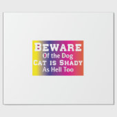 Kat Art Beware van de hond Cadeaupapier (Vlak)