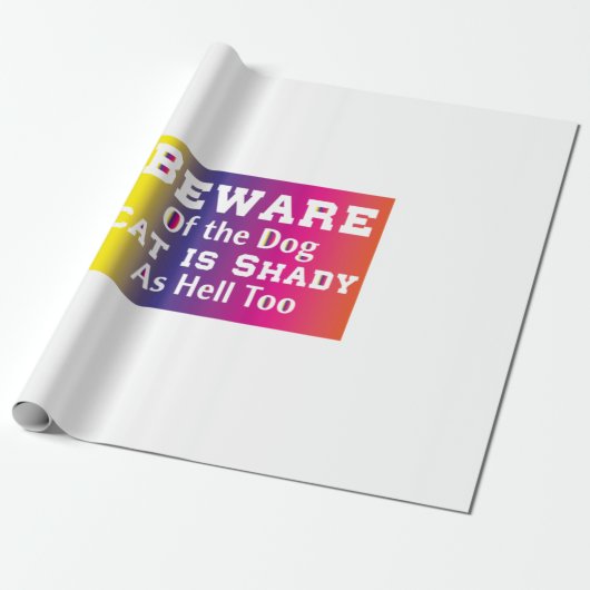 Kat Art Beware van de hond Cadeaupapier (Uitgerold)