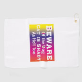 Kat Art Beware van de hond Golfhanddoek (Horizontaal)