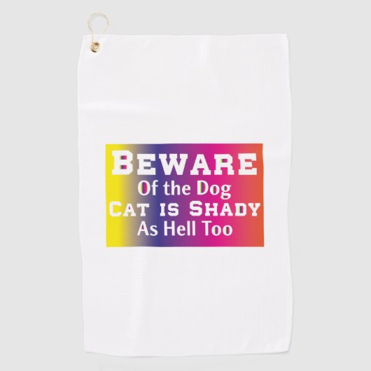 Kat Art Beware van de hond Golfhanddoek (Voorkant)