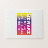 Kat Art Beware van de hond Legpuzzel (Horizontaal)