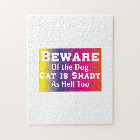 Kat Art Beware van de hond Legpuzzel (Verticaal)