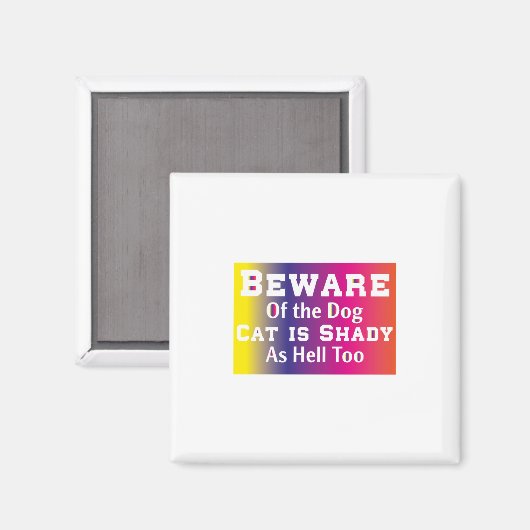 Kat Art Beware van de hond Magneet (Voorkant / Achterkant)