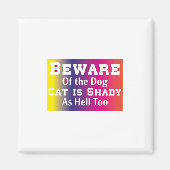 Kat Art Beware van de hond Magneet (Voorkant)