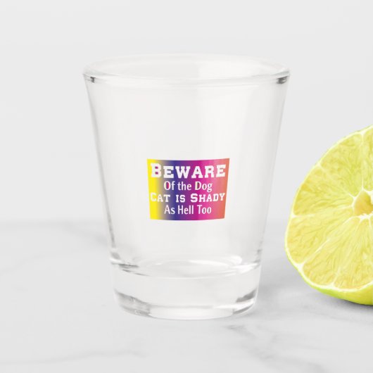 Kat Art Beware van de hond Shot Glas (Voorkant)