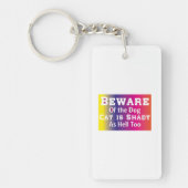 Kat Art Beware van de hond Sleutelhanger (Voorkant)