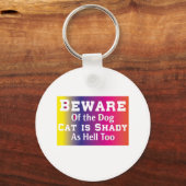 Kat Art Beware van de hond Sleutelhanger (Voorkant)