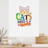 Kat Art Cats Bless Home Poster (Keuken)