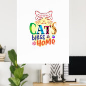 Kat Art Cats Bless Home Poster (Thuiskantoor)