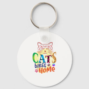 Kat Art Cats Bless Home Sleutelhanger