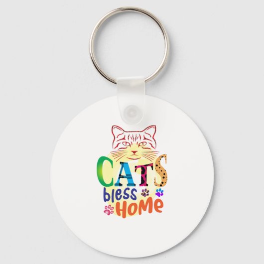 Kat Art Cats Bless Home Sleutelhanger (Voorkant)