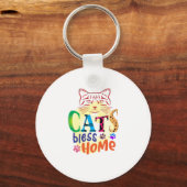 Kat Art Cats Bless Home Sleutelhanger (Voorkant)
