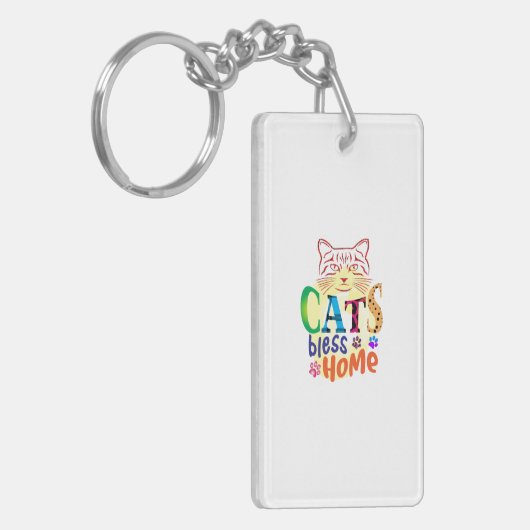 Kat Art Cats Bless Home Sleutelhanger (Voorkant Links)